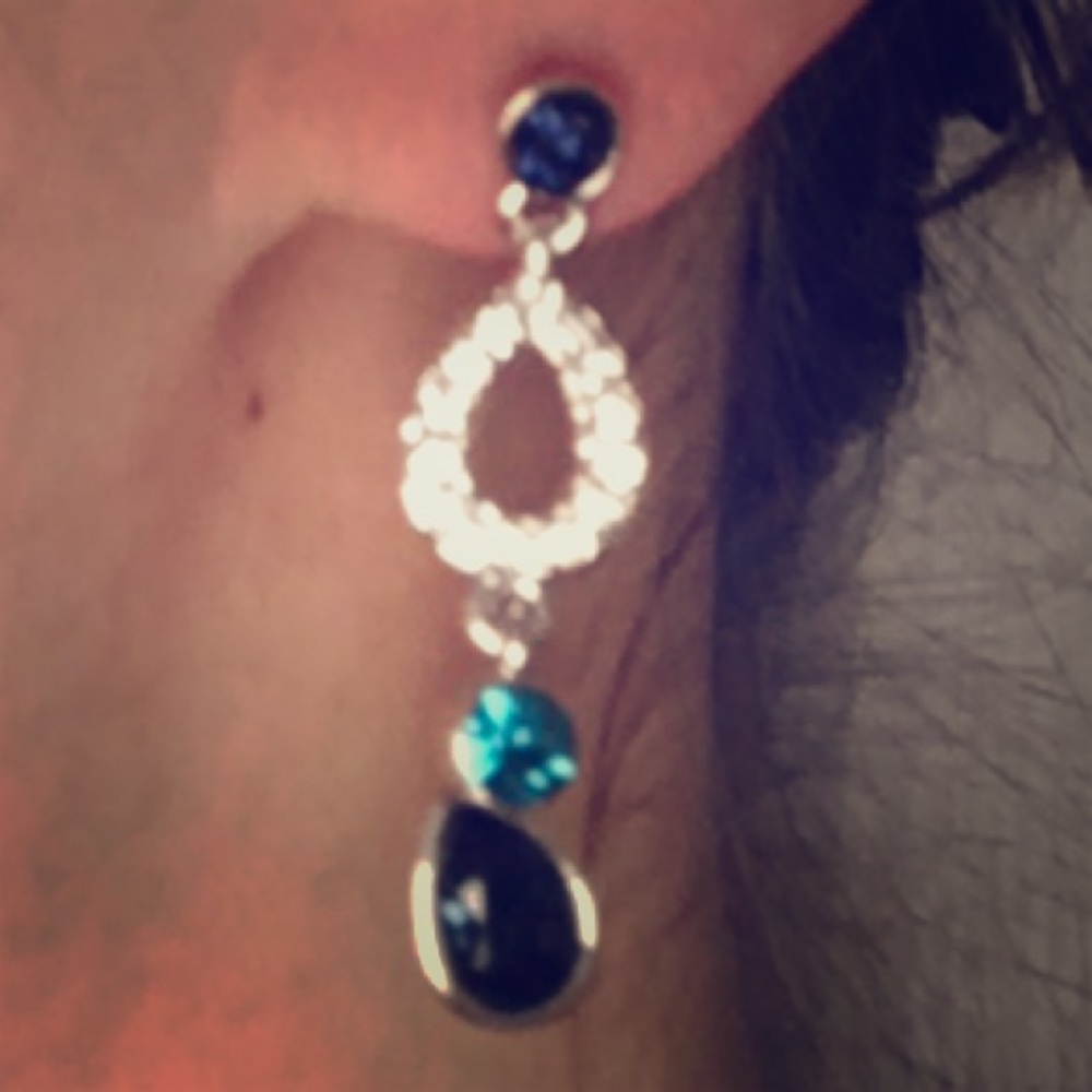 Blue & Teal Gem Drop Earrings ๐ - Picture 5 of 9